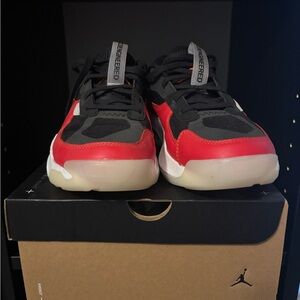 Jordan 200E Red, Black and White Sneakers